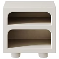 Modern White Minimalist Bedside Nightstand Featuring Two Open Shelves Design 3d model