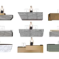 Modern Front Desk Reception Counter Designs With Various Materials And Workstation Styles 3d model