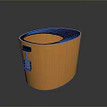 Functional Orange Trash Can With Black Lid And Side Handle Design 3d model