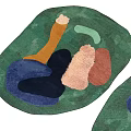 Modern Shaped Rug With Green Background And Colorful Abstract Patterns For Living Room Decor