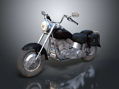 Classic Vintage Motorcycle Featuring Black Dual Seat Chrome Engine Parts And Round Headlight 3d model