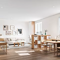 Modern Apartment Interior With Living Room Study Area Sofa Desk And Wall Art