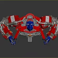 Optimus Prime Action Figure With Red Blue Silver Mechanical Details And Armor Design