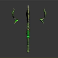 Green and Yellow Plant Inspired Weapon with Decorative 3D Model Leaf Like Structure