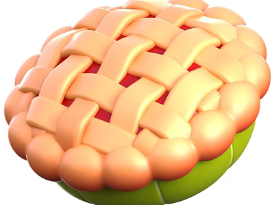 Fresh Homemade Fruit Pie with Braided Lattice Top and Red Filling on Green Base 3d model