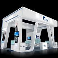 ETAR Modern White Exhibition Booth With Tire Displays Electronic Screens And Furniture