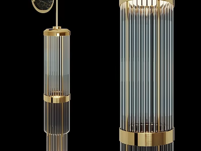 Elegant Modern Wall Lamps With Gold Frame And Transparent Vertical Stripes 3d model