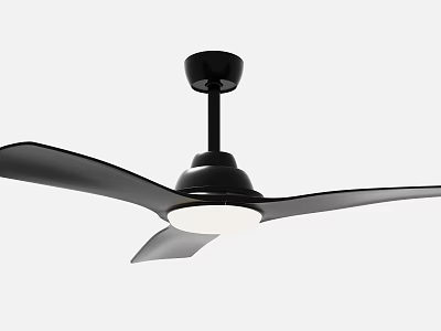 Modern Decorative Ceiling Fan Light With Black Blades And White Light 3d model