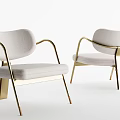 Elegant Modern Accent Chair With Gold Metal Frame And Light Gray Upholstery