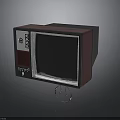 Vintage Television Design With Red Black Casing And Black White Screen POWER Button