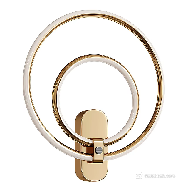 Modern Wall Lamp With Double Gold And White Circular Rings Design 3d model 