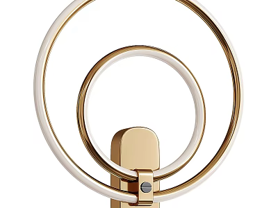 Modern Wall Lamp With Double Gold And White Circular Rings Design 3d model