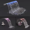 Outdoor Garden Ornament Featuring Waterfall Metal Curve Design And Flowing Water Effect