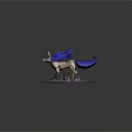 Mystical Fox Like Creature With Blue Flame Fur On Ground With Stones And Plants