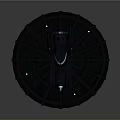 Black Batmobile Style Car with Sleek Design Parked on Circular Platform