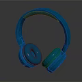 Blue Metallic Over Ear Headphones With Glossy Design And Reflective Surface