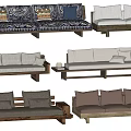 Multi Seat Sofa Design Ideas With Various Wooden Frames Upholstered Cushions And Pillows 3d model