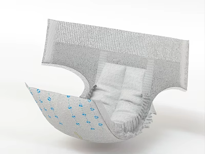 Comfortable Gray Adult Diaper With Blue Dots Pattern Absorbent Layer And Elastic Edges 3d model