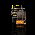 Modern Bar Showcase Shelves With Illuminated Glass Doors And Sturdy Metal Frame Design