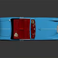 Blue Vintage Convertible Car With Red Interior And Shiny Body Design
