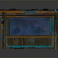 Rustic Wooden Pallet Structure With Blue Panel Green Frame And Colorful Accents