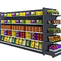 Retail Display Shelf With Multiple Layers Of Assorted Packaged Food Products