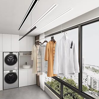 Modern Drying Rack Balcony Invisible Drying Rack 3d model