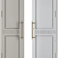 Elegant White Double Doors with Brass Handles and Decorative Trim for Home Interior