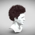 3D Rendered Male Head Bust Model With Curly Hair And Gray Background