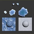 Wood Stone Textured Pieces In Blue White Tones With Different Shapes On Display Mats
