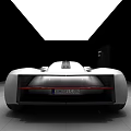 Polestar Synergy White Supercar Showcased In Modern Showroom With Ceiling Lighting Design
