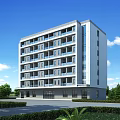 Modern Multi Storey Industrial Factory Building With Large Windows And Green Surroundings
