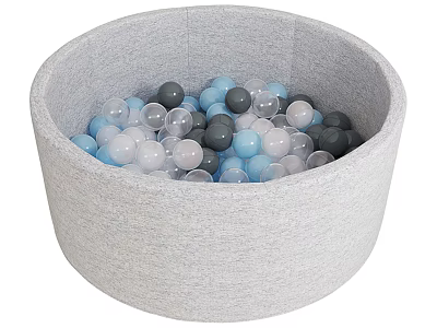Gray Fabric Ball Pit Play Equipment With Colorful Blue White Black Balls For Kids 3d model