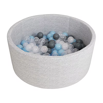Gray Fabric Ball Pit Play Equipment With Colorful Blue White Black Balls For Kids 3d model