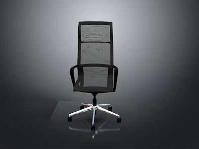 Black Office Chair With Mesh Back Armrests And Swivel Wheel Base 3d model