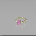 Elegant Gold Ring Featuring Large Pink Gemstone and White Accent Stones with Leaf Vine Design