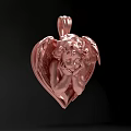 Rose Gold Heart Shaped Pendant With Angel Figure As Elegant Jewelry Accessory