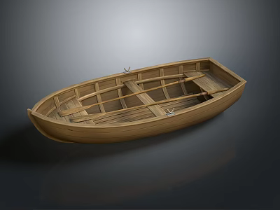 Traditional Wooden Boat as Water Transportation Vehicle With Wooden Frames And Open Structure 3d model