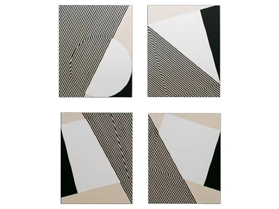 Set Of Abstract Paintings With Geometric Shapes Striped Lines And Neutral Tones 3d model