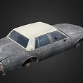Old Worn Four Door Car With Rusty Body And Beige Top Exterior