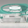Modern Mall Store With Green Exterior Display Shelves Chair And Brand Signage