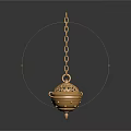 Golden Hanging Decorative Ornament With Chain And Intricate Design For Home