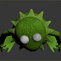 Green Plush Frog Character With Large Round Eyes Standing Upright On Gray Gradient Background