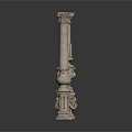Three Classical Decorative Stone Columns With Intricate Carvings And Designs