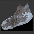 3D Terrain Model Showcasing Snow Covered Mountainous Region With Rocky Peaks And White Snow