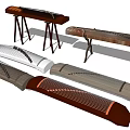 Traditional Chinese Guzheng Musical Instrument With Various Styles Shown In Different Angles