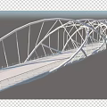 Modern Arch Bridge Design With White Steel Frame Green Railings And Blue Sky Background