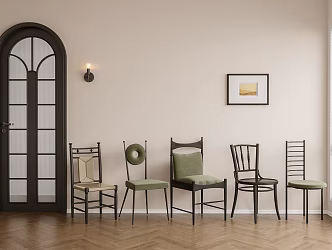 French style casual dining chair combination 3d model
