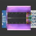 Purple Multi Layered Art Installation With Circular Rings And Rainbow Elements