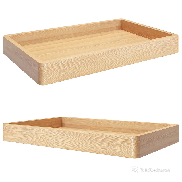Set of Two Natural Wooden Trays for Home Storage and Decorative Use 3d model 